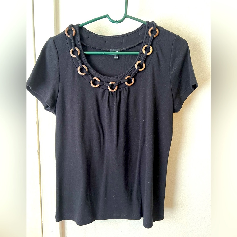 **3 for $6 item** Rafaella Black shirt-sleeve, size large